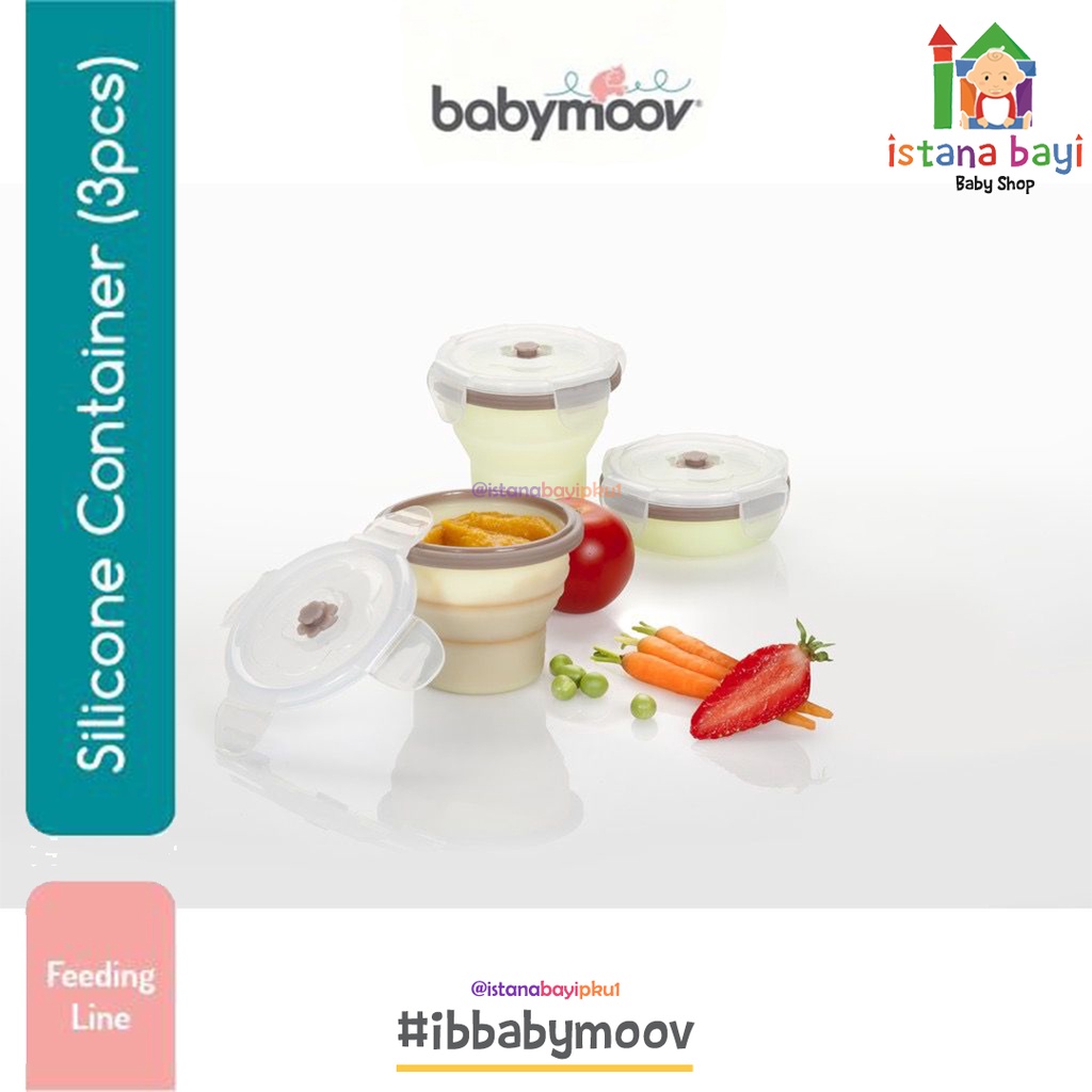 Babymoov Silicone Container 3x240ml A004404 - Tempat Makan Lipat