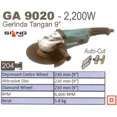 Makita GA 9020 / GA9020 Mesin Gerinda Tangan 9&quot;