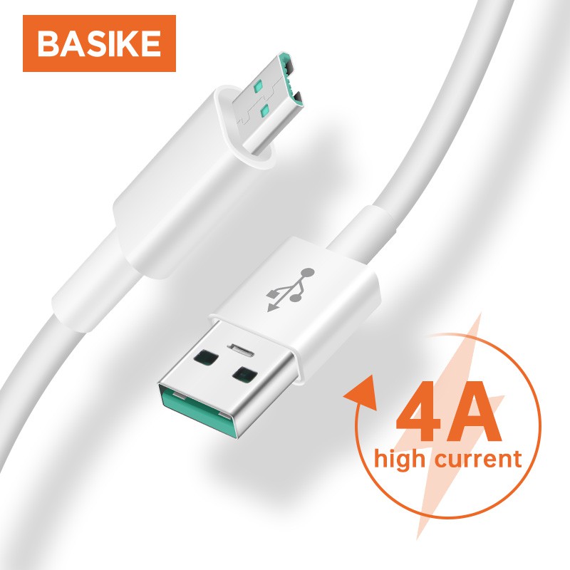 Kabel Data Fast Charging BASIKE Micro USB Cable Android Tangle-free Charger Xiaomi Samsung Vivo OPPO Mobile Cables Converters-CT205-1V --Gray 4A