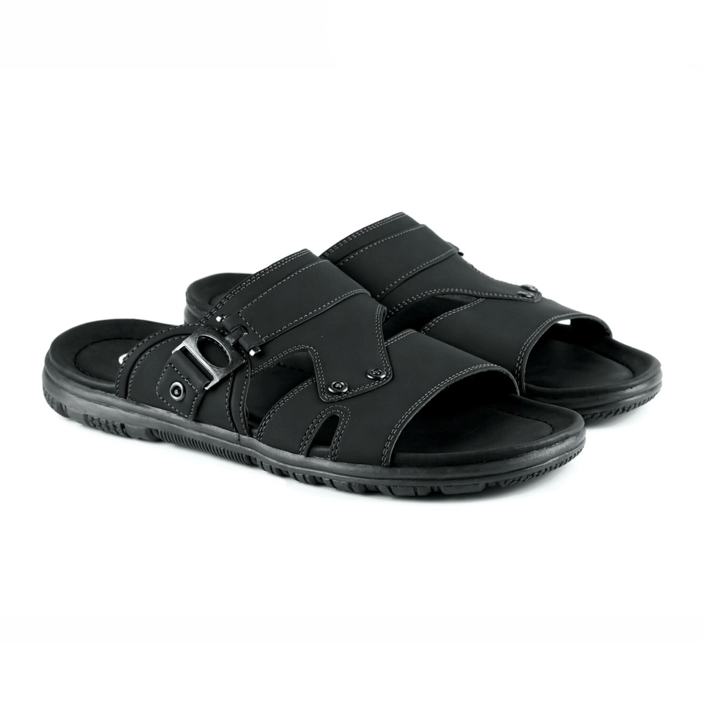 Aldous Sandal Kulit Pria Karet Anti Slip Sendal Slide Pria Original 100% Model Terbaru L05
