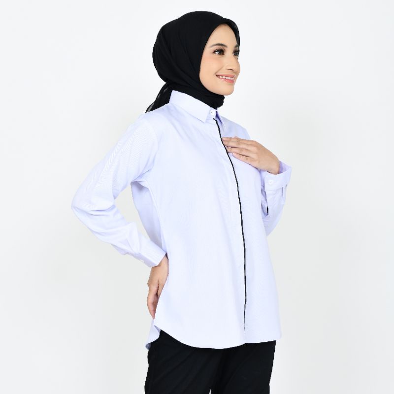 pakaian Seragam perempuan/uniform putih tangan panjang/baju dinas putih PDL wanita murah terbaru