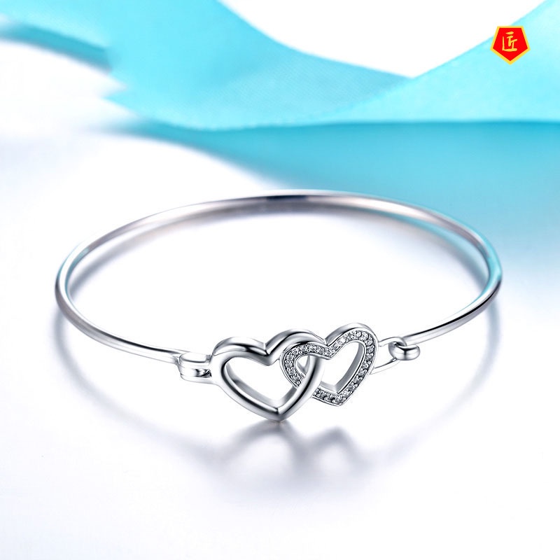 [Ready Stock]Fashion Elegant Heart-Shaped Silver Bracelet