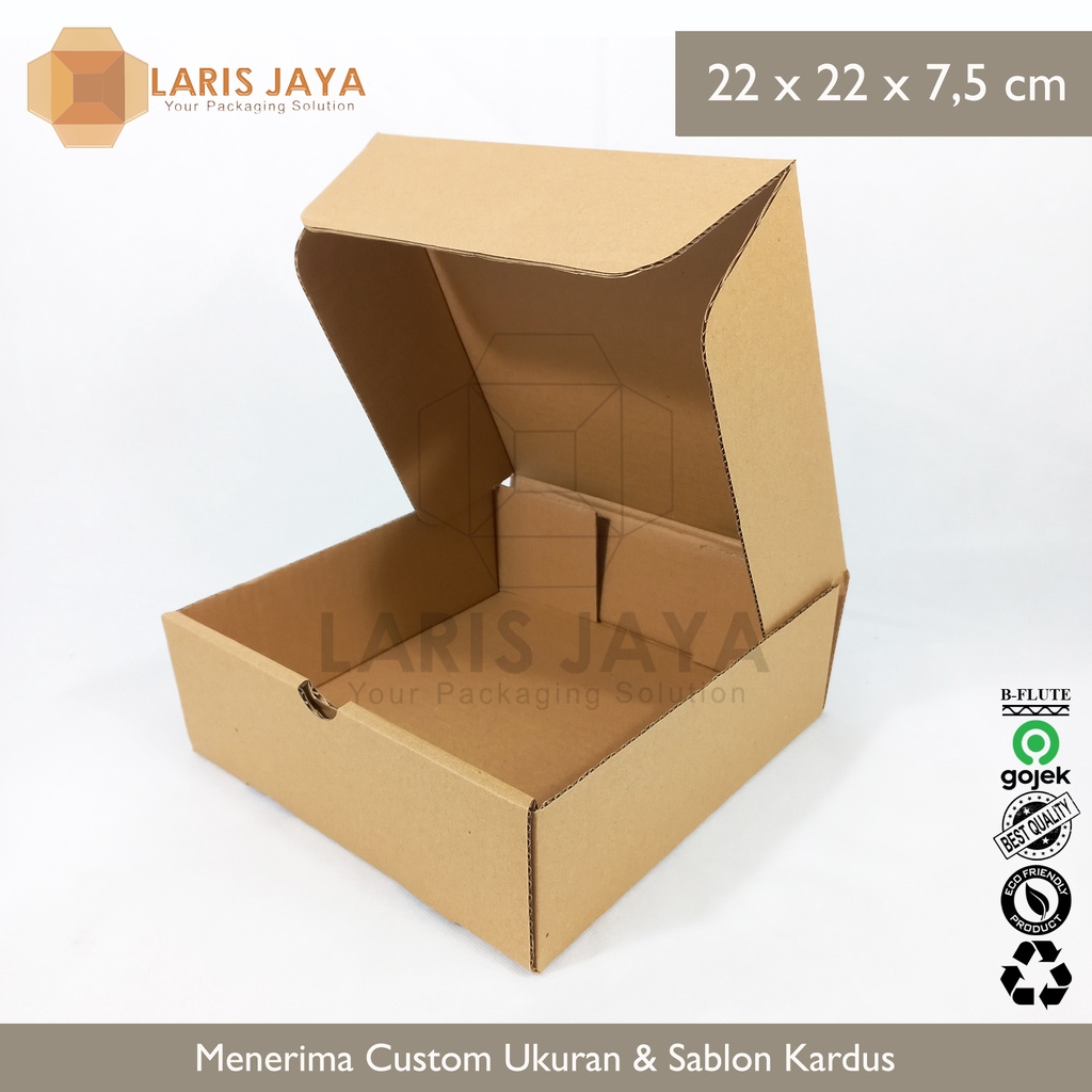 

Kardus Die Cut / Box Pizza Diecut / Hampers / Gift / Brownis / Aksesoris / Kaos / Dus Packing 22 x 22 x 7,5 cm ( Kardus Pizza 22 x 22 x 7.5 cm )