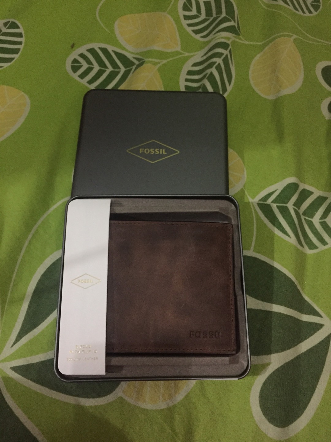 Fossil Derrick Rfid Flip Id Bifold Brown Dompet Pria 