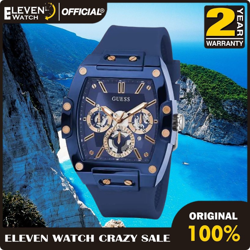 [Promo] Jam Tangan Unisex Guess GW0203G7 Phoenix Blue Silicone Skeleton  Garansi 2 Tahun [COD]