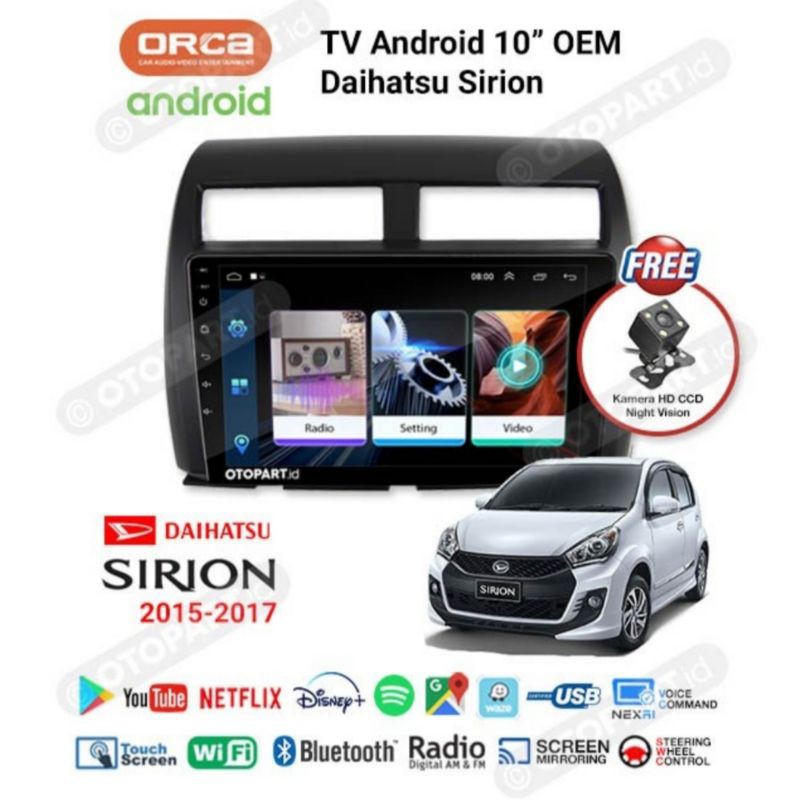 Head Unit Android DAIHATSU SIRION 2015 - 2017 ANDROID ORCA ADR 9988 VOICE COMAND 2 Gb / 32 Gb