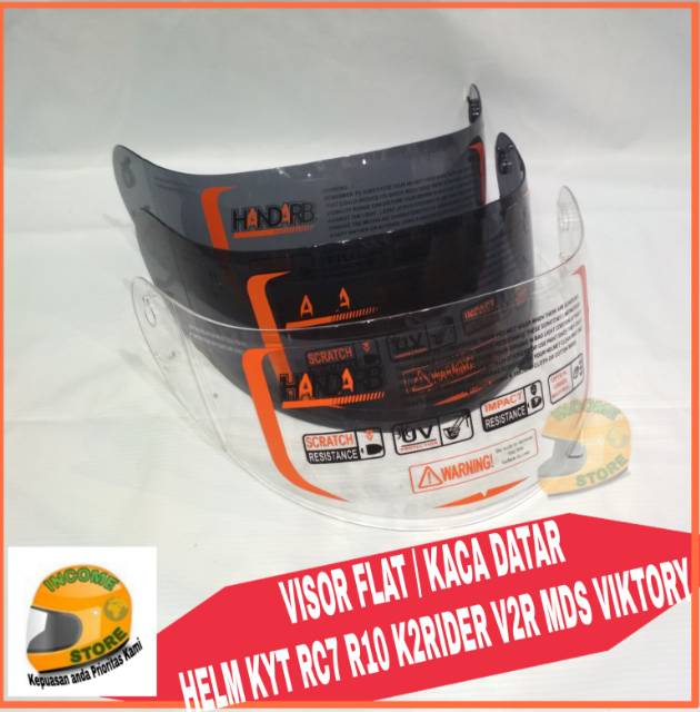 VISOR FLAT - KACA DATAR / VISOR FLAT HELM KYT RC7 R10 K2RIDER V2R MDS VIKTORY Bening Dan Iridium