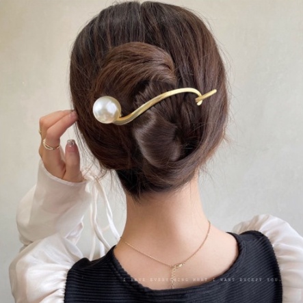 PREMIUM Jepit Rambut Klip aksen Mutiara 11CM - Jepit Rambut Ponytail - Jepit Otomatis Korean Style