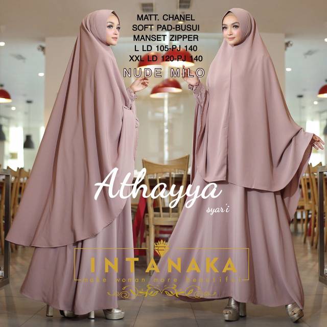 Gamis + Khimar Athayya Syari Ori Intanaka Longdress Maxi Mat Chanel