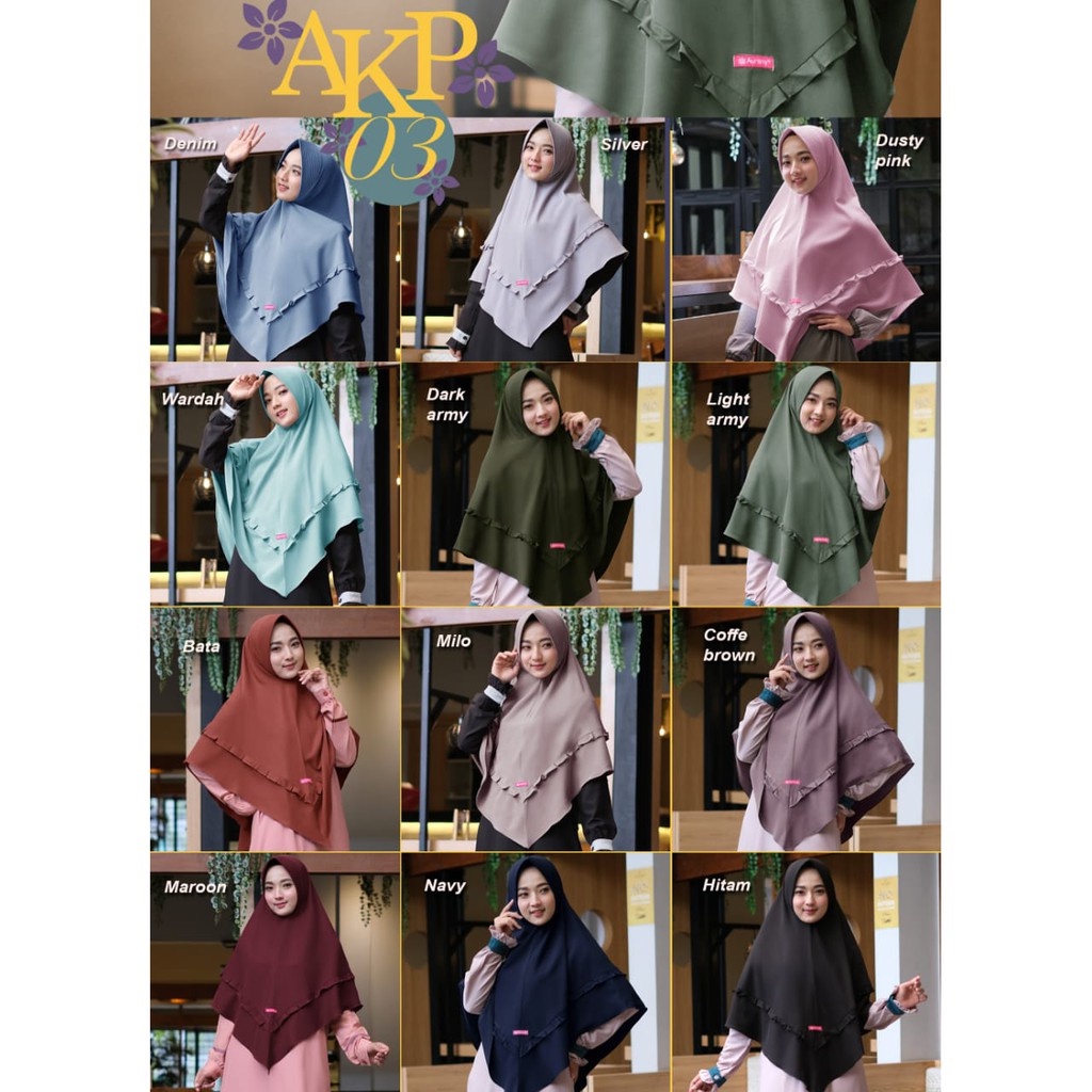 AKP 03 Khimar jilbab hijab bergo instan kerudung murah wanita dewasa jumbo syari lebar original ori 