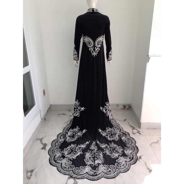 Kebaya Sanghai bludru hitam payet silver