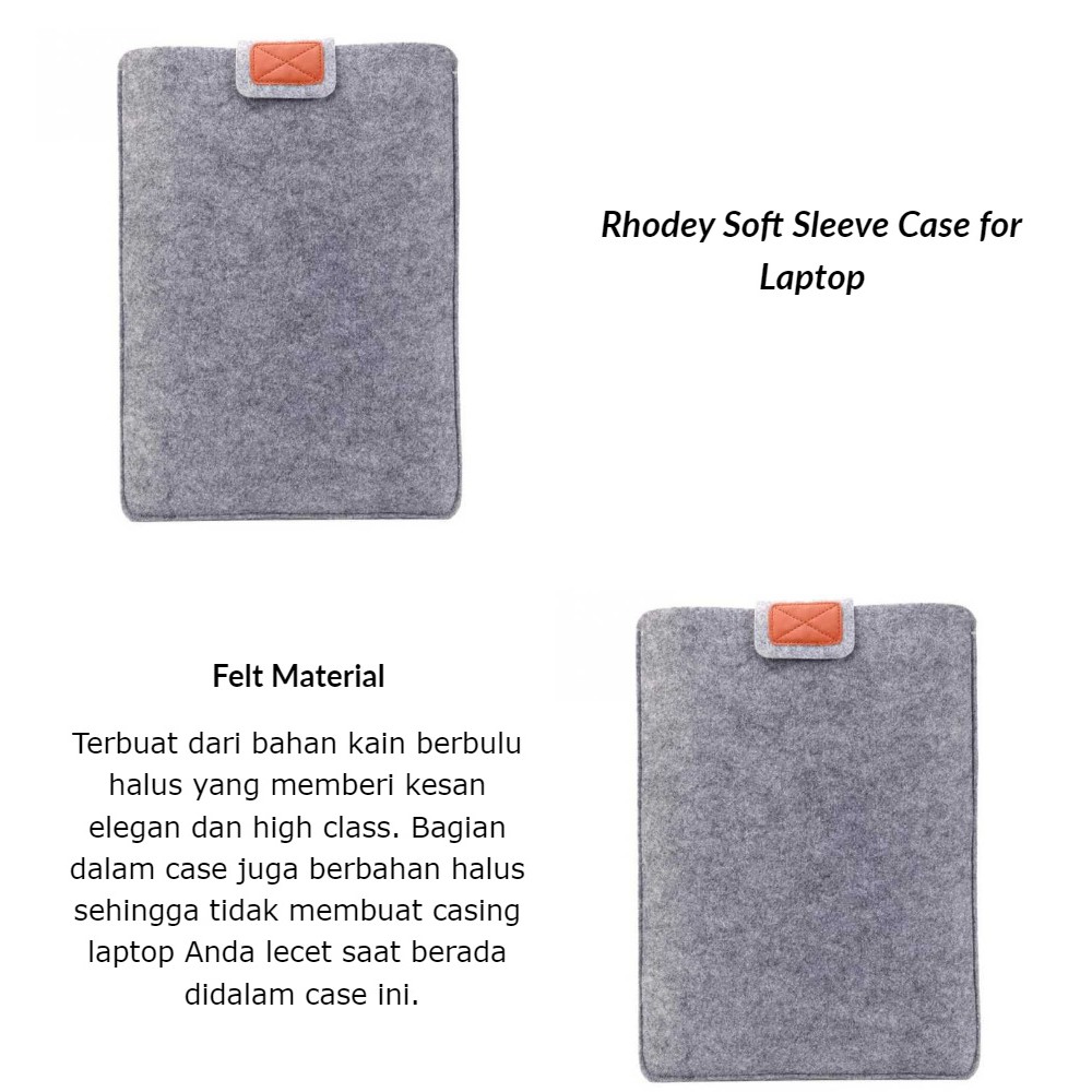 Rhodey Soft Sleeve Case For Laptop/macbook 11 inch 13 inch 15 inch-GRAY-TAS LAPTOP MURAH