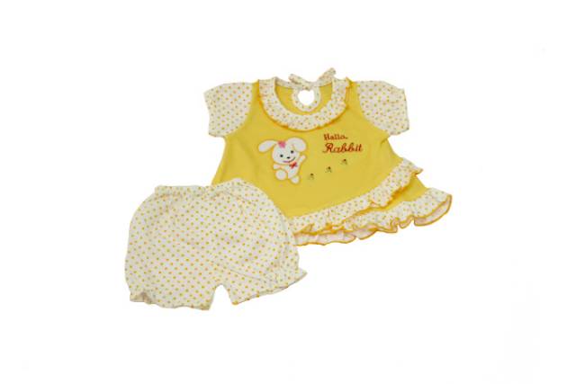 Setelan Baju Bayi Perempuan Hello Rabbit/Dress Bayi/Setelan Lengan Pendek Bayi