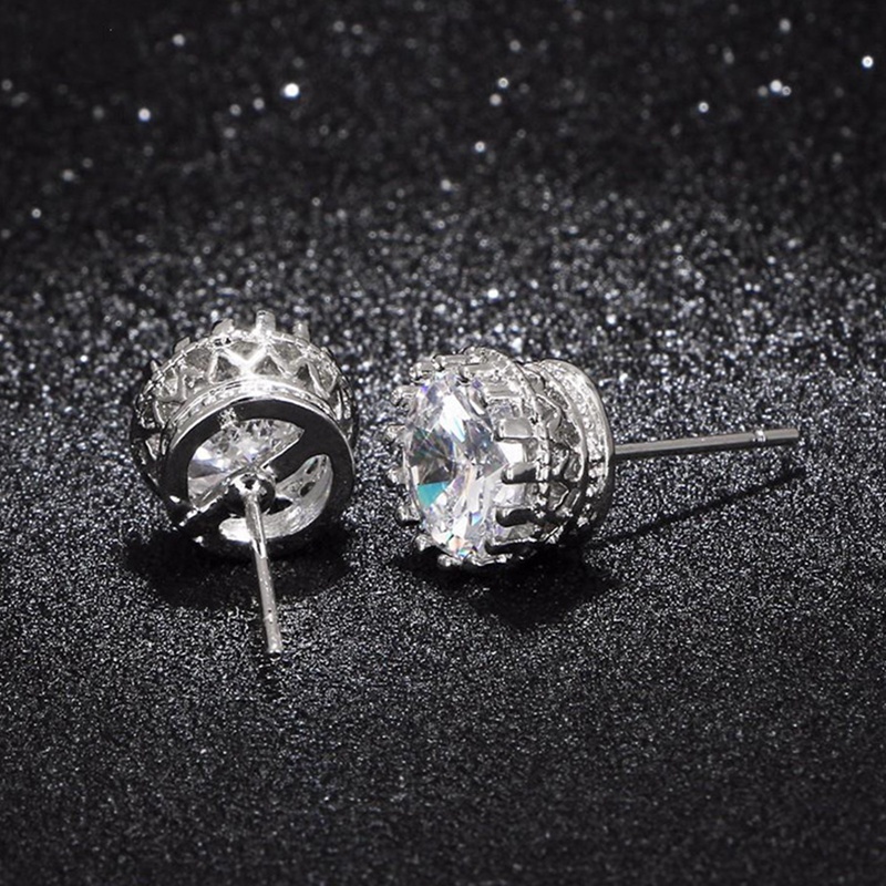 Female Luxury Round Cubic Zirconia Earrings Crystal CZ Shiny Women Accessories High Quality Silver Color Trendy Jewelry