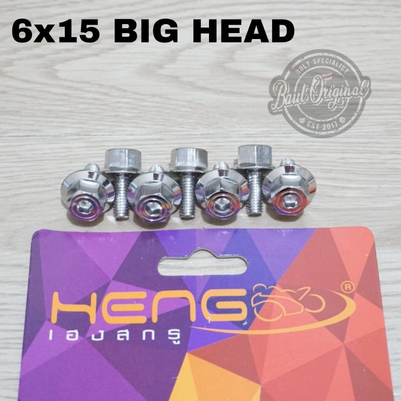 baut probolt stainless 6x15 big head drat 10 panjang 1.5cm original heng