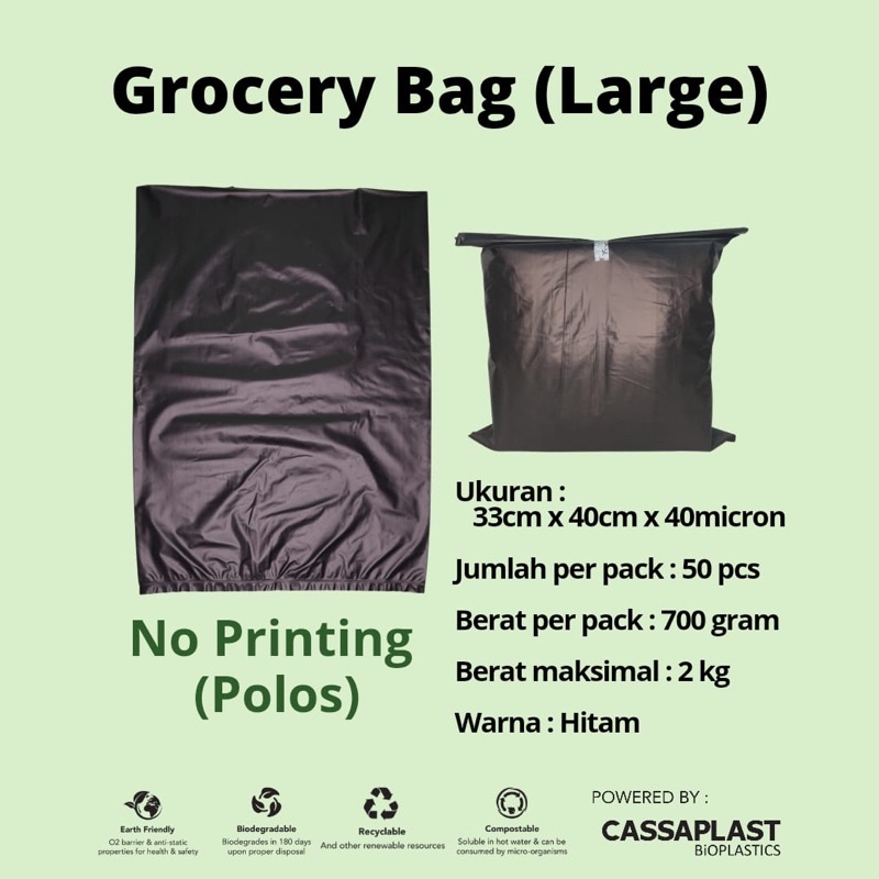Grocery Bag Large Polos ramah lingkungan kantong singkong cassava bag eco friendly packing olshop pa