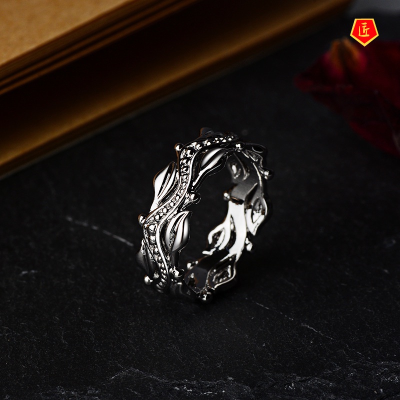 [Ready Stock]Creative Floating Carving Silver Ring Simple Personality