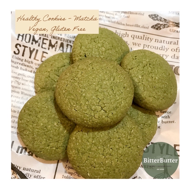 

VEGAN GLUTEN FREE Healthy Matcha Cookies, No susu-telur-butter