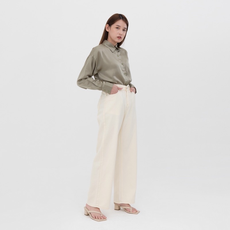 VIERLIN - Jeans 8017 - HIGH WAIST LOOSE BAGGY JEANS CREAM