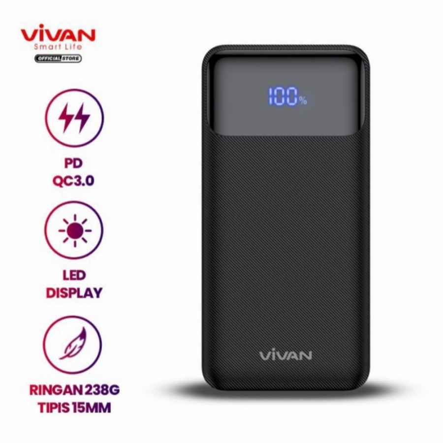 Power Bank Quick Charge 10000mAh 20W LED Display - Vivan VPBX10