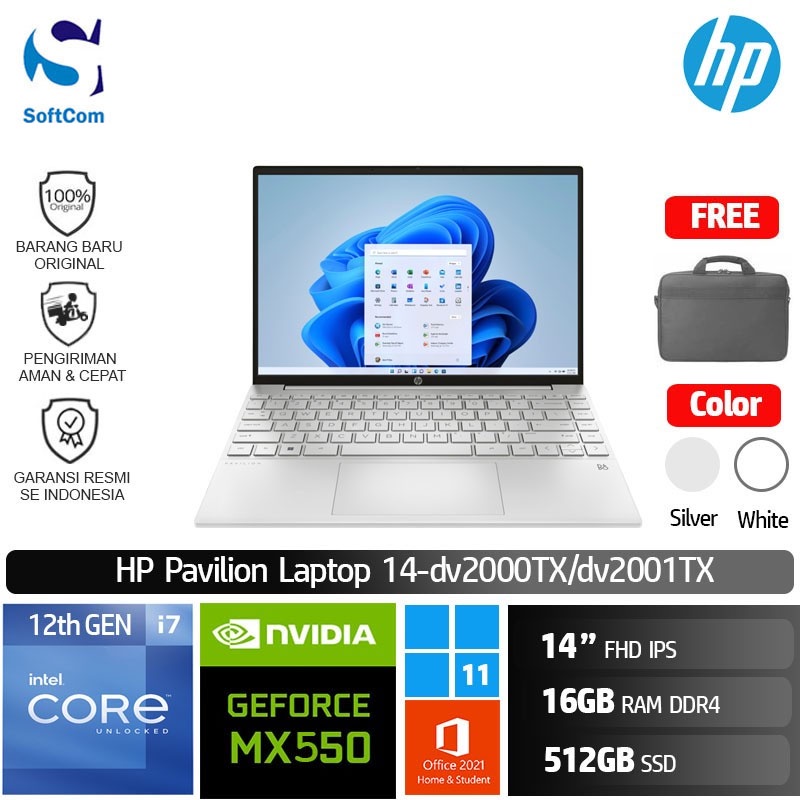 Jual HP Pavilion 14 Dv2000TX Dv2001TX I7 1255u/16GB/512GB/MX550 2GB/W11 ...