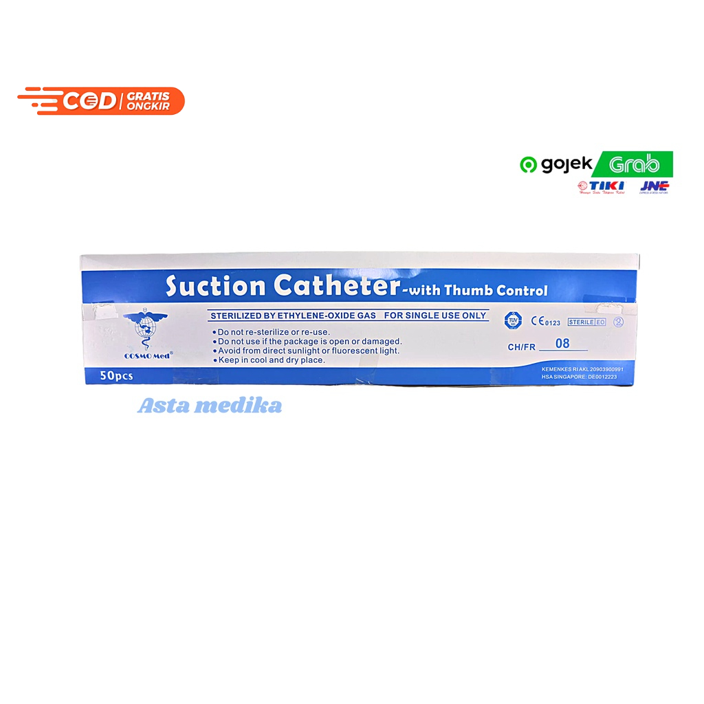 Suction Catheter Fr8 Dan FR6 With Finger Tip Control Cosmomed Selang Suction Catheter FR6 Dan Fr8 Cosmo Med Selang Suction catheter With Finger Tip Control