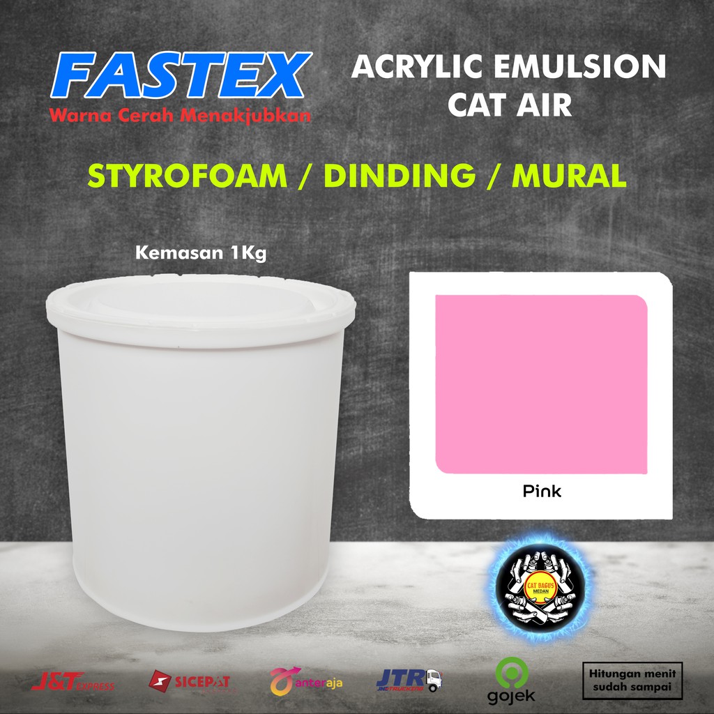 CAT DINDING TEMBOK CAT STEROFOAM 1KG 815 WARNA PINK MERAH MUDA PASTEL CAT AIR FASTEX KALENG KECIL 1 