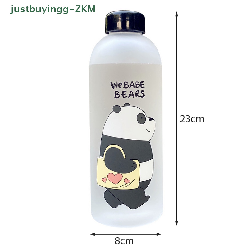 Botol Air Minum Bahan Plastik Buram Transparan Motif Kartun Panda Beruang Kapasitas 1000ml