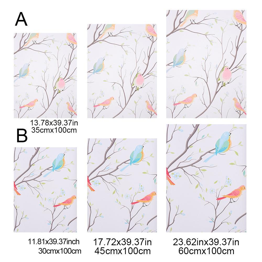 TOP Stiker Elektrostatik Jendela Anti Uv Dekorasi Rumah Frosted Decals 3D Burung Cabang
