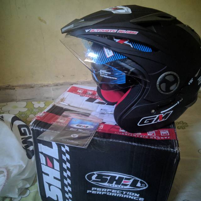 GM New Imprezza Half Face Helm - Black Doff L