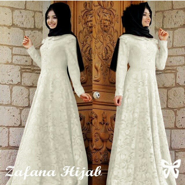 HOPYLOVY Gamis Wanita Brukat | Maxi Dress Brukat | Fashion Muslim | Brokat Dress