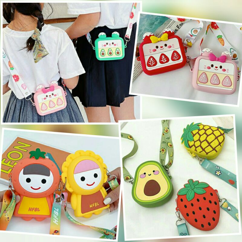 CBLP006 Tas Selempang Dompet Tempat Coin Koin Jelly Rubber Silikon Popit Pop it flashdisk Anak Perem