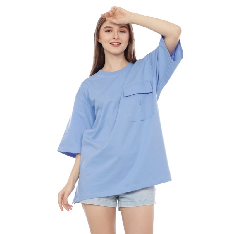 KAOS POLOS OVERSIZE COTTON COMBED 24s PRIA &amp; WANITA TSHIRT OVERSIZED POCKET PDL KOREAN STYLE KPOP