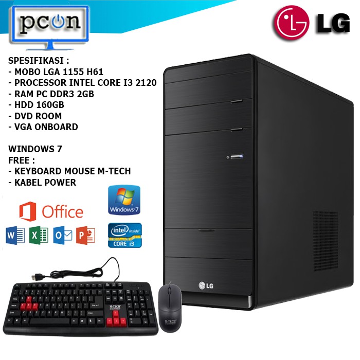 PC KOMPUTER BUILD UP DEKSTOP LG WINDOWS ORI I3 OFFICE/UNBK/GAME