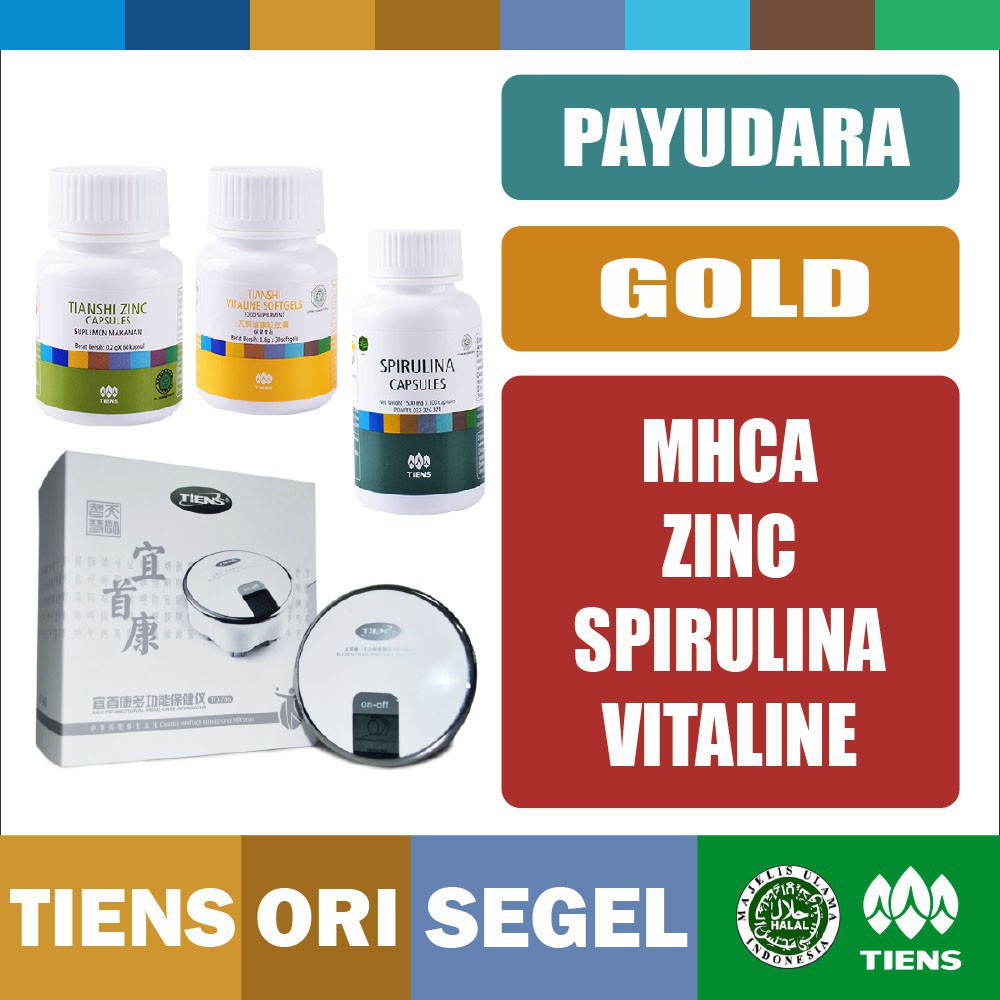 Tiens Tianshi PAKET PEMBESAR / PENGENCANG PAYUDARA GOLD | MHCA + Zinc + Spirulina + Vitaline