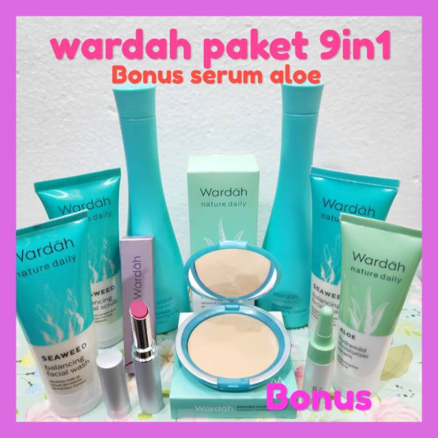 Wardah Paket 9in1 bonus serum aloe