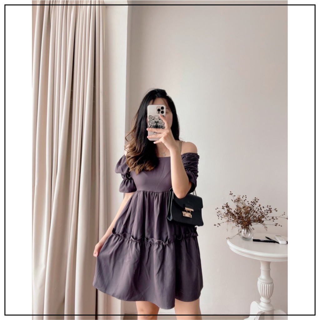 Sabrina Dress ARELY | Baju Sabrina Wanita Blouse Crop Top|Baju Sabrina Jumbo Dress|Baju Sabrina Keru