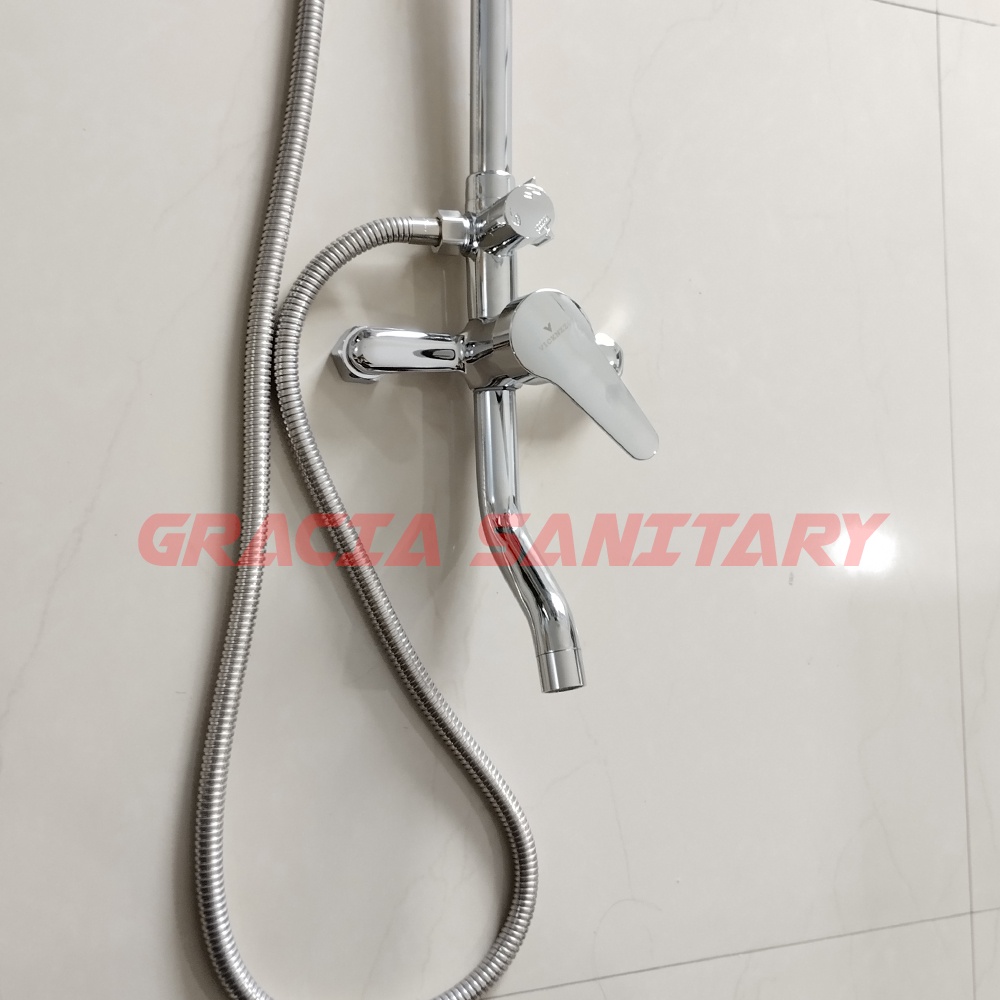 Shower Set Panas Dingin Kamar Mandi Stainless Bulat / Shower Column Tiang Set