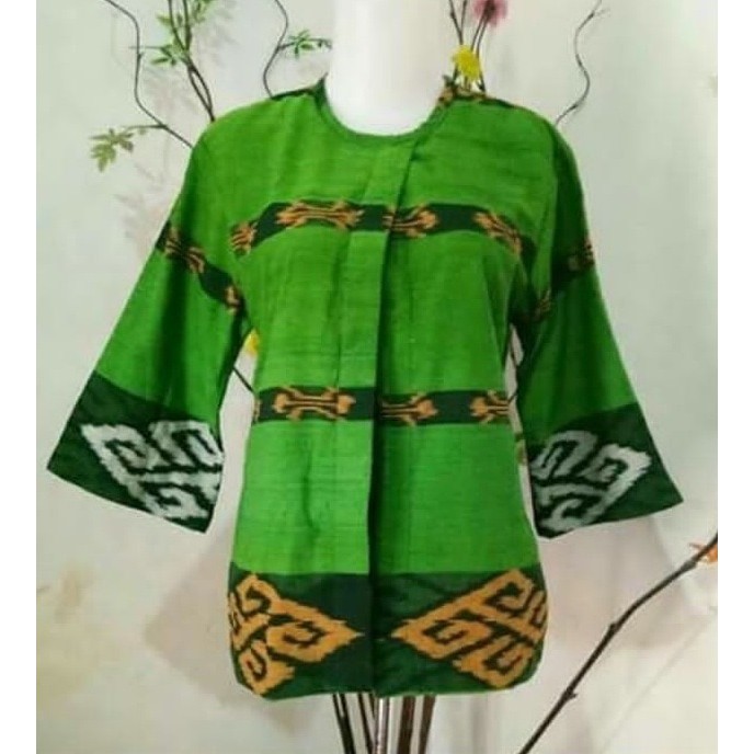 blouse kain tenun troso motif toraja blouse batik hijau