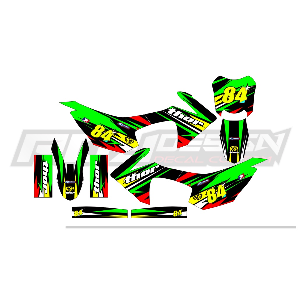 DECAL STICKER CRF 110 F (002) DEKAL STIKER HITAM HIJAU KUNING