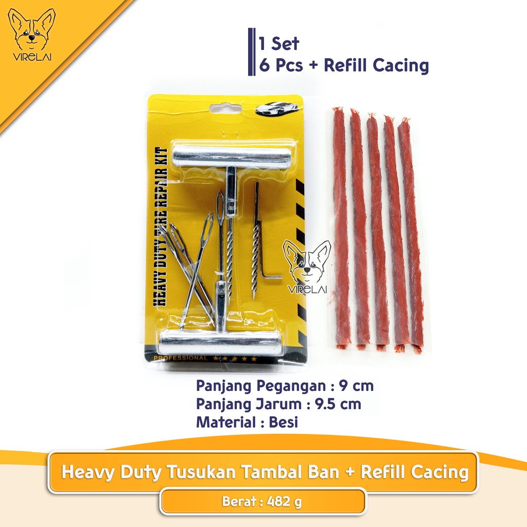 Heavy Duty Tusukan Tambal Ban YT All Metal Besi [YT] + Refill Cacing