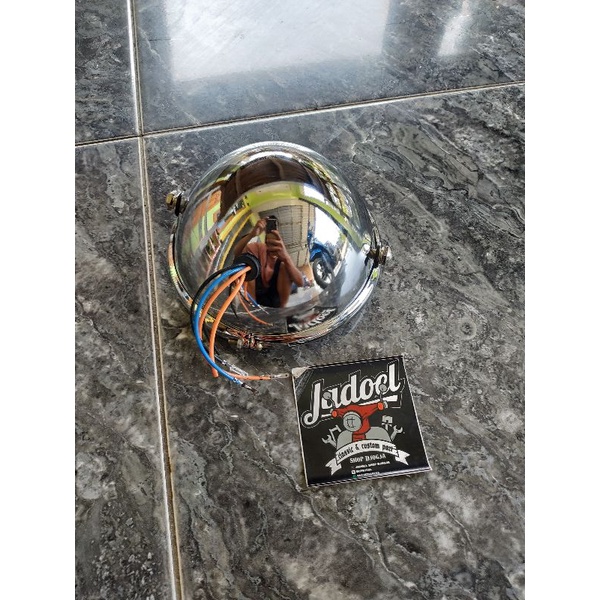 Headlamp Motor Variasi Pesek Bulat 5,7 inch Chrome