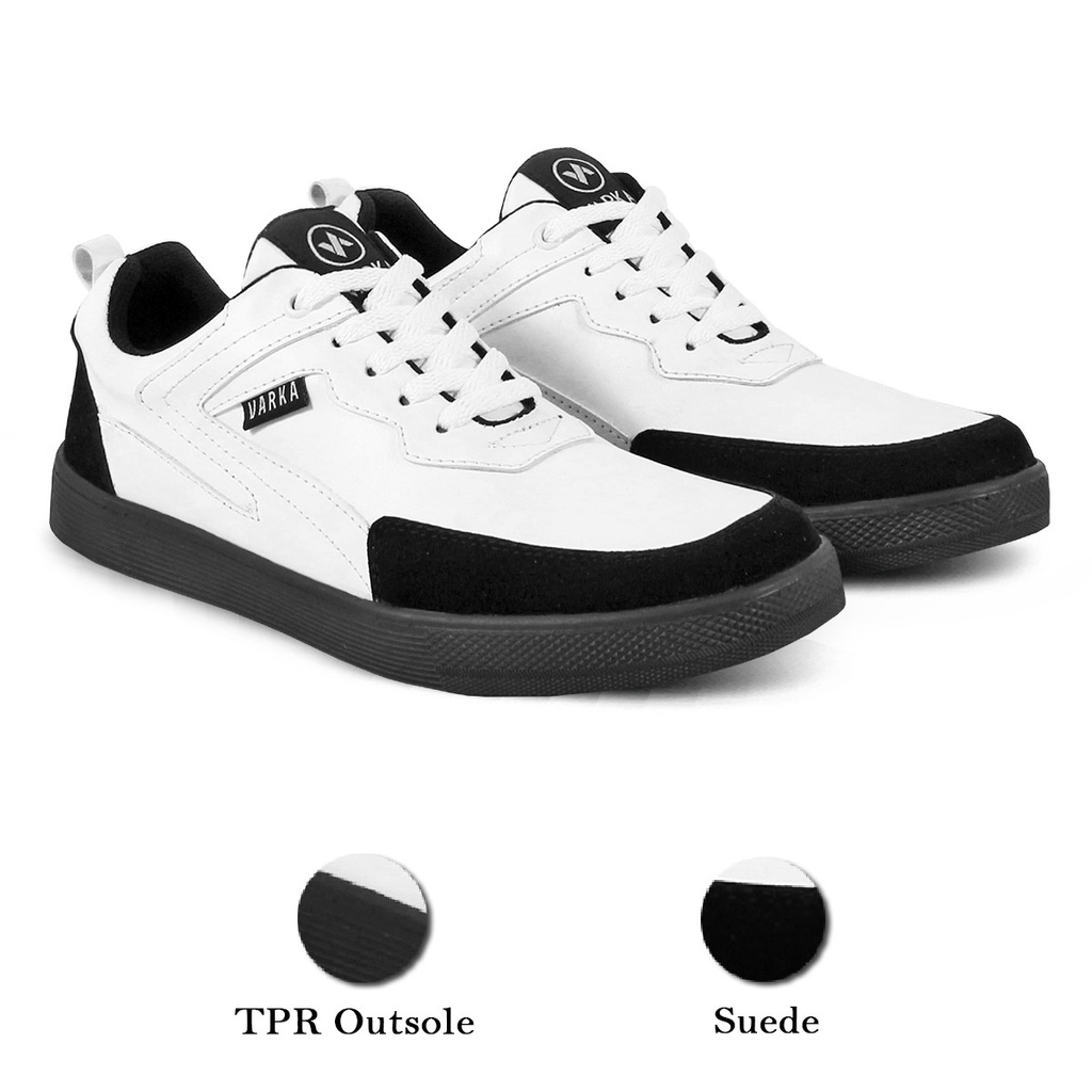 Sepatu Sneakers Pria V 6181 Model Terbaru Brand Varka Sepatu Casual Kuliah Kerja Hangout Trendi Berkualitas Warna Putih