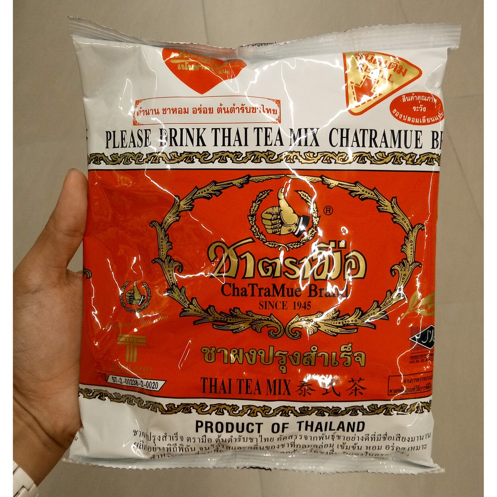 

Ice Thai Tea Powder / Es Thai Tea Bubuk (Dum-Dum) 400Gr - Thai tea Number One Brand Cha Tra Mue