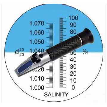 Salinity Refraktometer Alat Ukur Kadar Garam Refractometer untuk Akuarium Air Laut 0-100% ATC