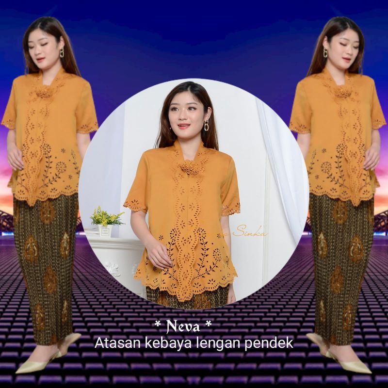 Atasan Kebaya encim katun import model laser  senada wanita Termodern