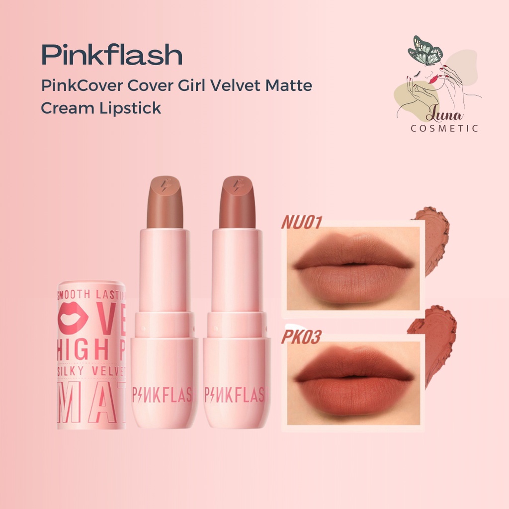 PINKFLASH PinkCover Cover Girl Velvet Matte Cream Lipstick High Pigment Lasting Silky Soft Smooth Creamy Not Dry