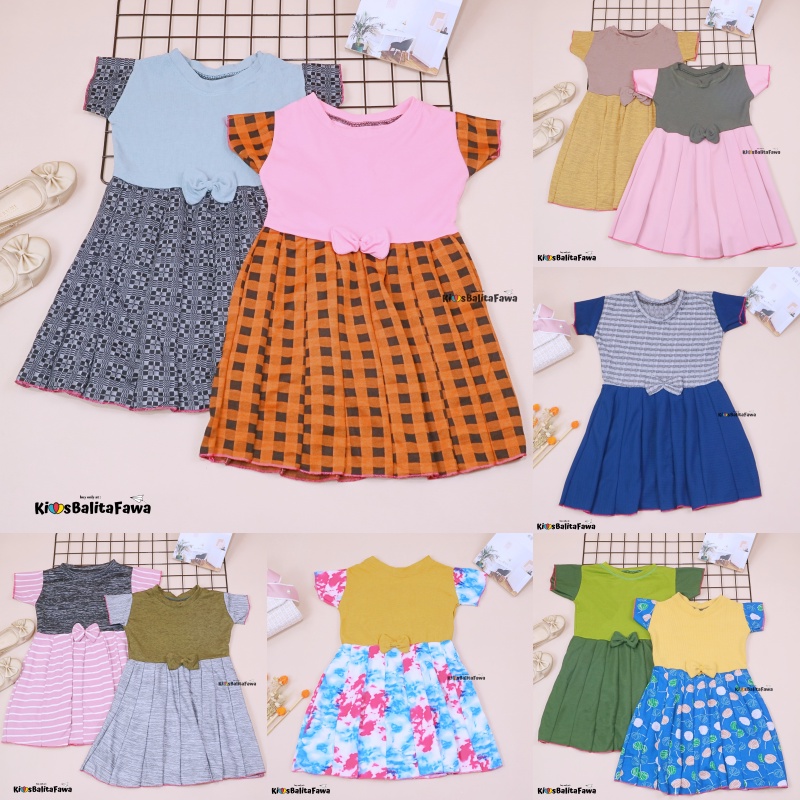 Dress Rossa LENGAN uk 5-6 Tahun / Dres Anak Perempuan Cewek Baju Lengan Murah Casual Import Gaun