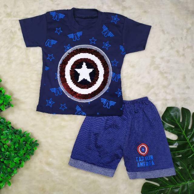 Pakaian Anak Laki-laki size 6-24bulan Model Usap Sequin / Baju Anak Cowok / Setelan Anak Laki laki