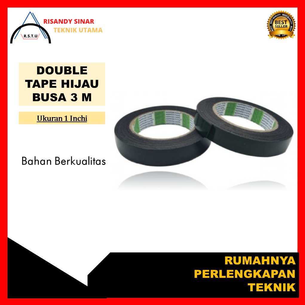 

Double Tape Hijau Busa 3 M | Isolasi Ban | Tape Foam Hijau 1 Inchi